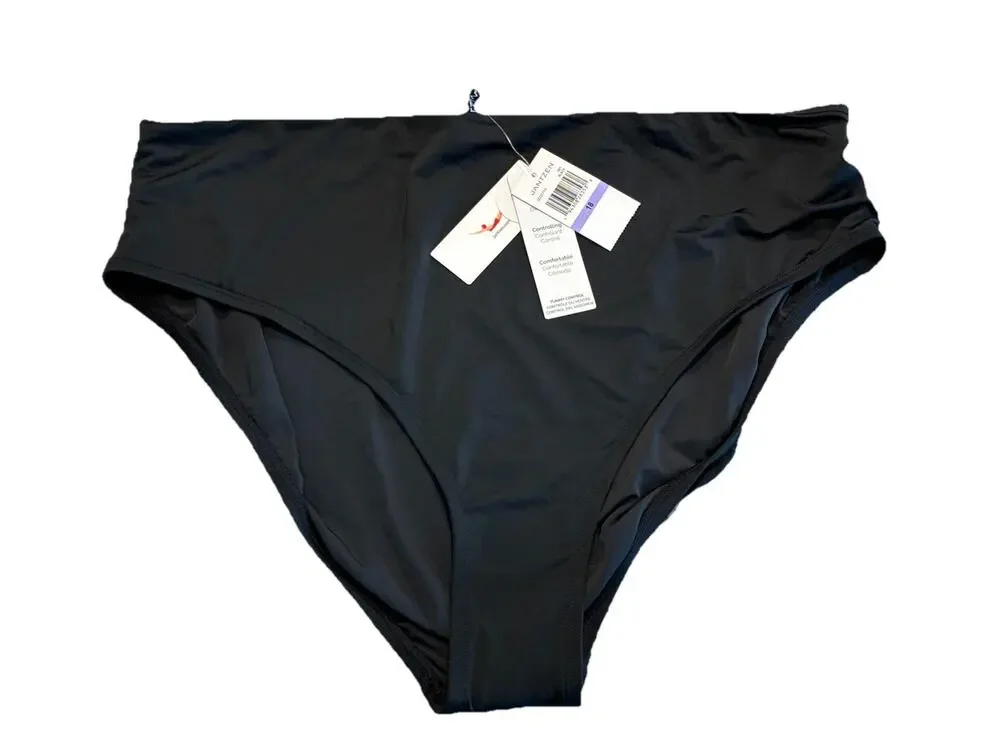 Jantzen 23171H Solids Comfort Core Tummy Control Swim Bottom Black Size 18